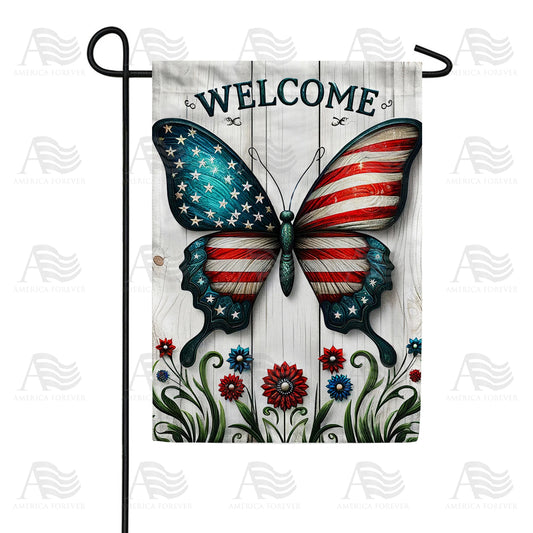 America Forever Patriotic Butterfly Welcome Garden Flag