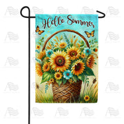 America Forever Hello Summer Sunflower Basket Garden Flag