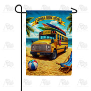 America Forever Summer Break Begins School Bus Beach Garden Flag