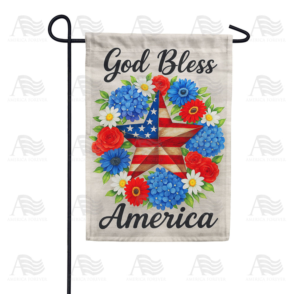 God Bless America Patriotic Star Double Sided Garden Flag