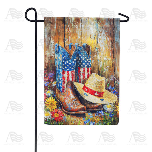 America Forever Patriotic Western Boots Garden Flag