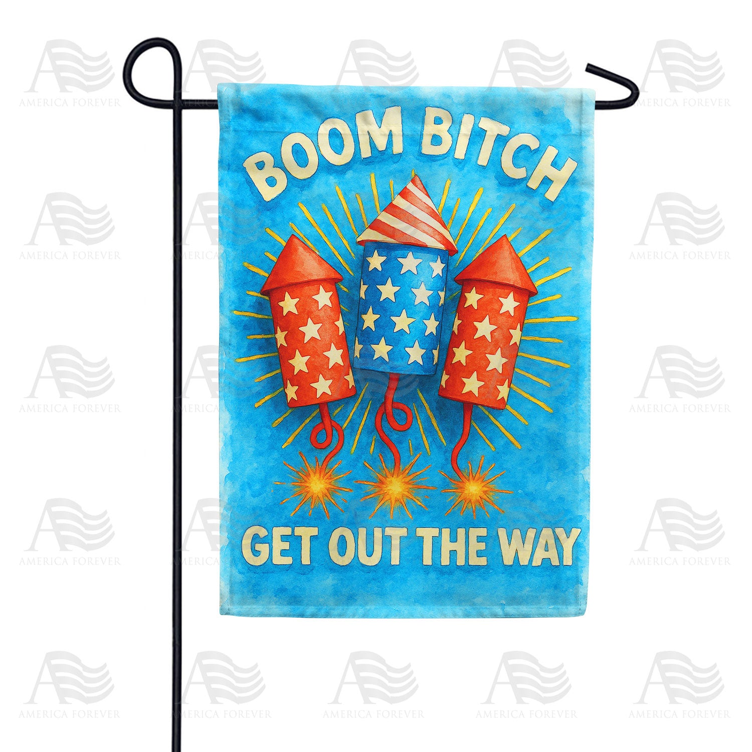 Patriotic Fireworks Humor Double Sided Garden Flag