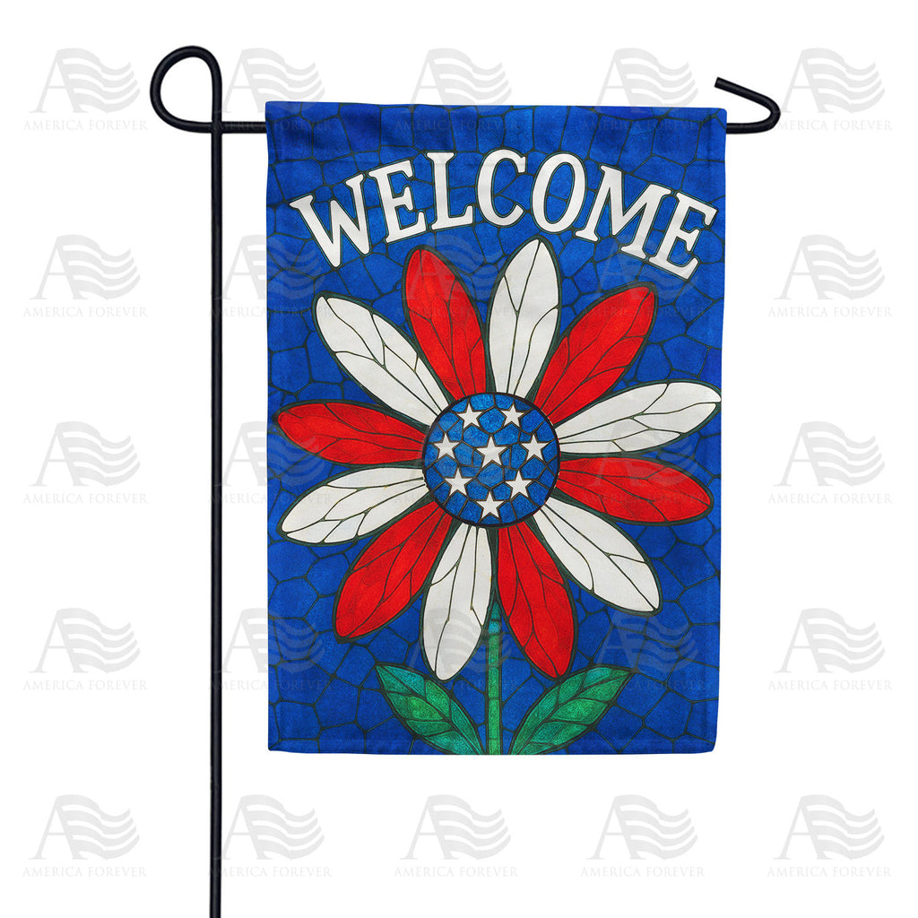 Patriotic Daisy Welcome Double Sided Garden Flag