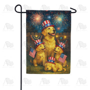 America Forever Patriotic Golden Retriever Family Garden Flag