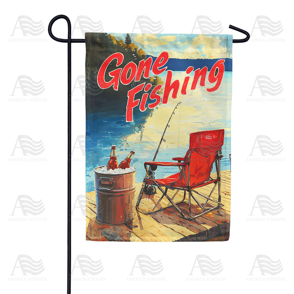 America Forever Gone Fishing Garden Flag