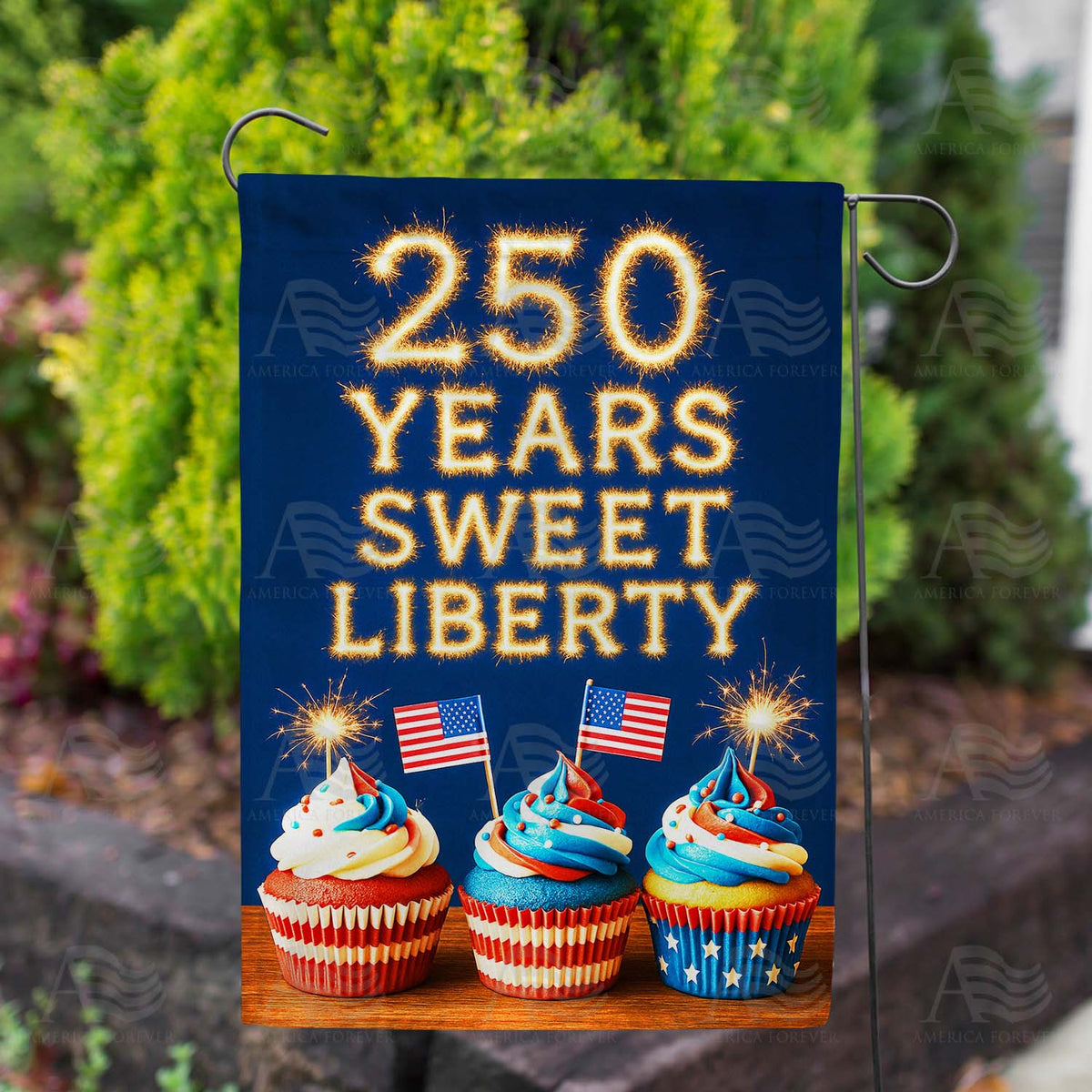 America Forever 250 Years Sweet Liberty Cupcakes Garden Flag