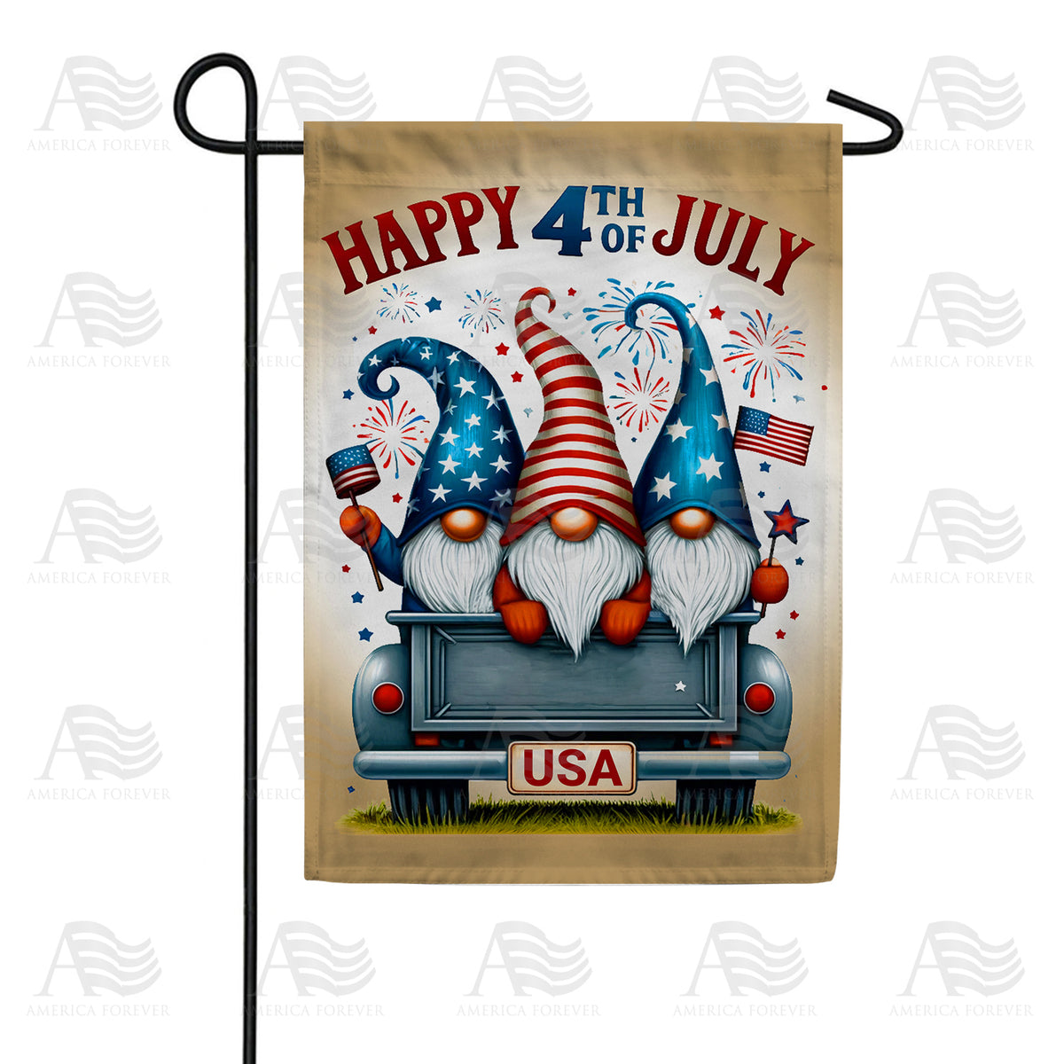 Happy 4th of July Patriotic Gnomes Double Sided Garden Flag - 12.5" x 18"