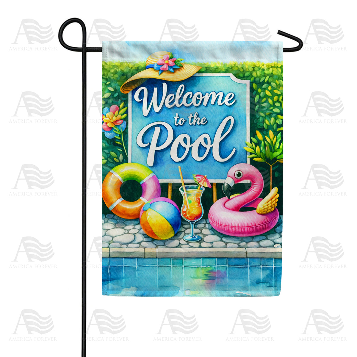 Welcome to the Pool Summer Decor Double Sided Garden Flag - 12.5" x 18"