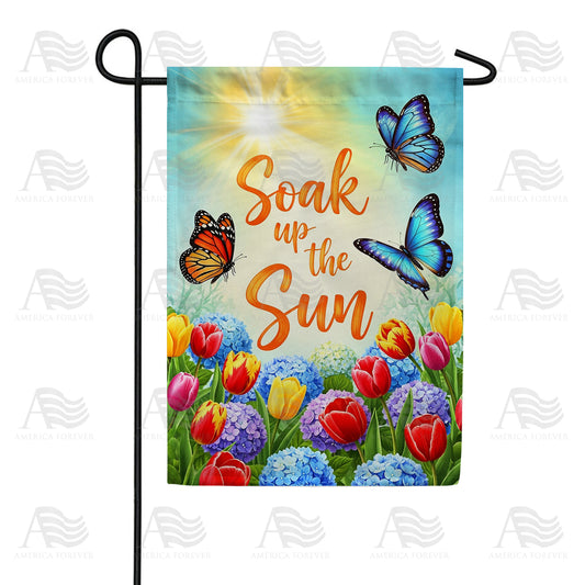 Soak Up The Sun Butterflies Flowers Double Sided Garden Flag - 12.5" x 18"