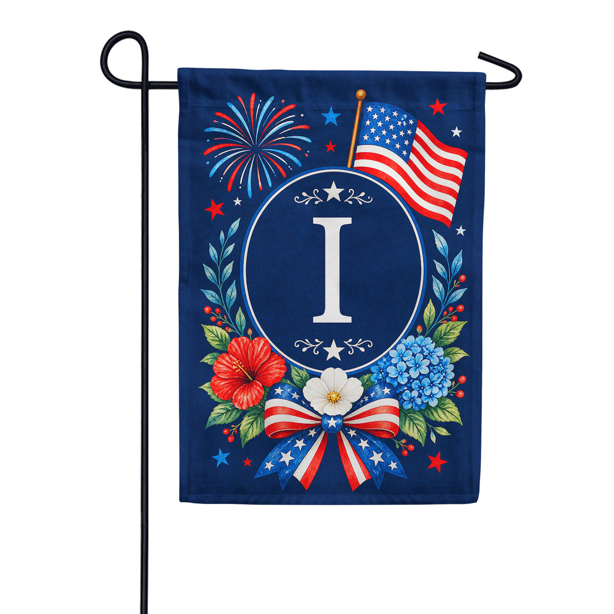 America Forever Floral Fireworks Monogram Garden Flag