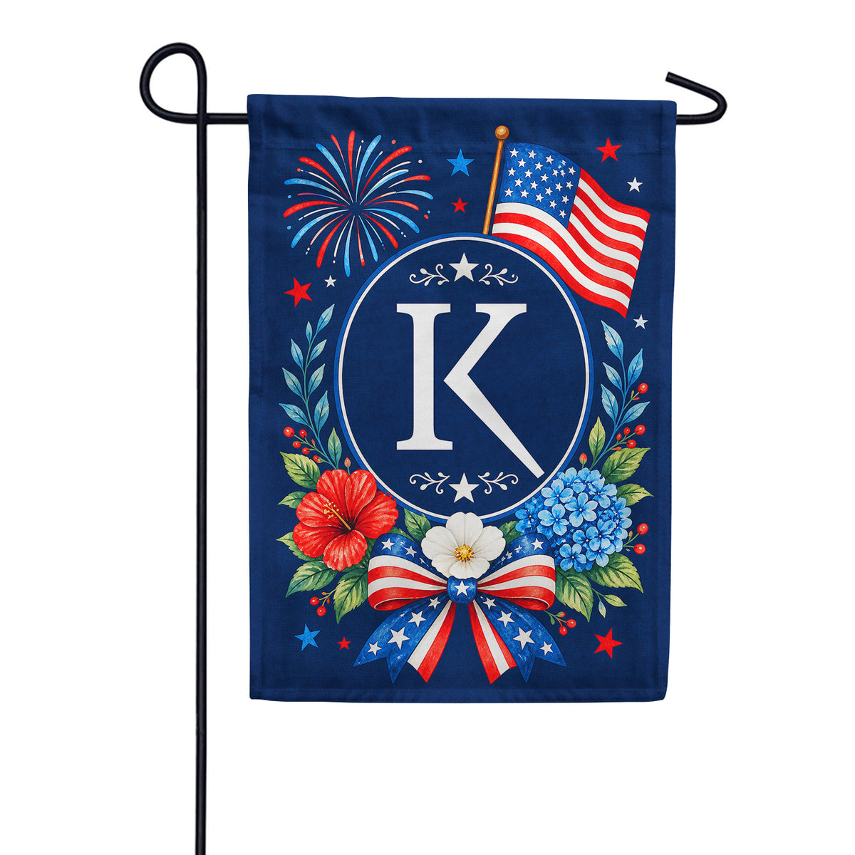 America Forever Floral Fireworks Monogram Garden Flag