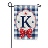 America Forever Patriotic Blue Gingham Monogram Garden Flag