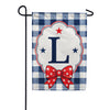 America Forever Patriotic Blue Gingham Monogram Garden Flag