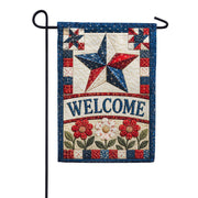 America Forever Patriotic Quilted Star Welcome Floral Design Garden Flag