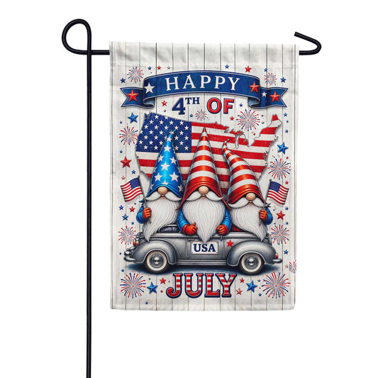 Patriotic Gnomes Happy 4th of July USA Garden Flag