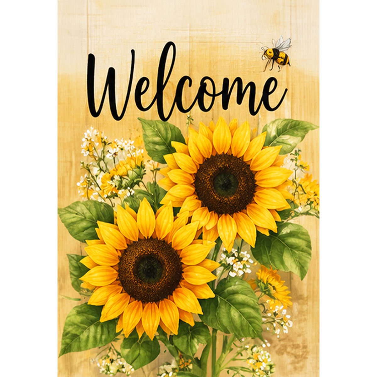 Welcome Sunflowers and Bee Garden Flag