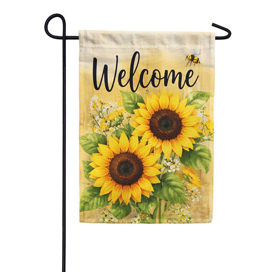 Welcome Sunflowers and Bee Garden Flag