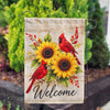 Welcome Cardinals and Sunflowers Garden Flag