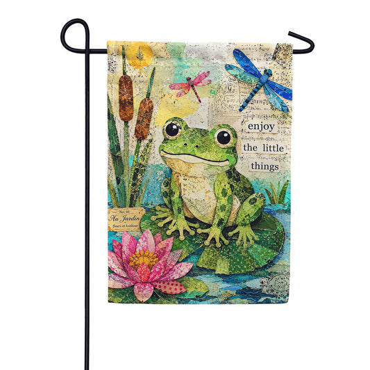 America Forever Frog on Lily Pad Enjoy Little Things Garden Flag