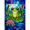 Stained Glass Frog on Lily Pad Garden Flag