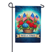 America Forever Patriotic Flower Basket Welcome Garden Flag