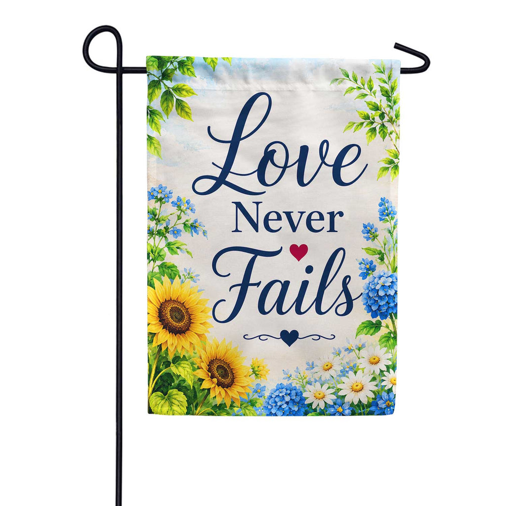 America Forever Love Never Fails Sunflower Garden Flag