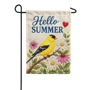 America Forever Hello Summer Yellow Goldfinch Floral Garden Flag