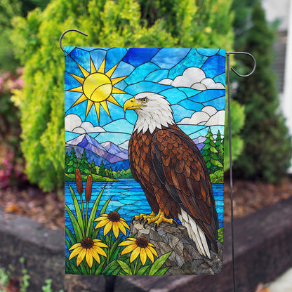 America Forever Stained Glass Bald Eagle Garden Flag