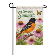 America Forever Sweet Summer Oriole Bird with Coneflowers Garden Flag