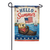 America Forever Hello Summer Patriotic Otter with American Flag Garden Flag