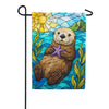 America Forever Stained Glass Sea Otter with Starfish Garden Flag