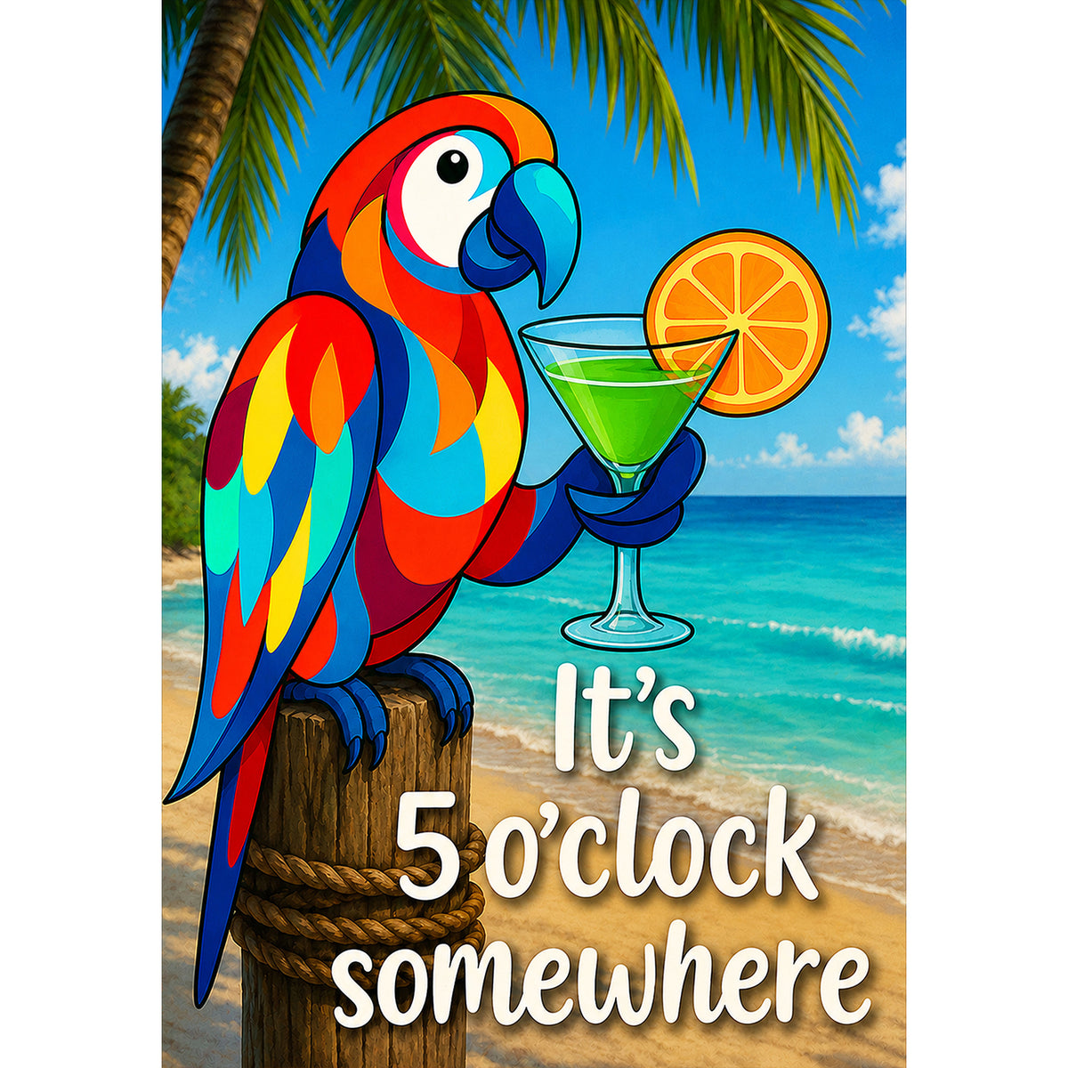 America Forever It's 5 O'Clock Somewhere Tropical Parrot Garden Flag