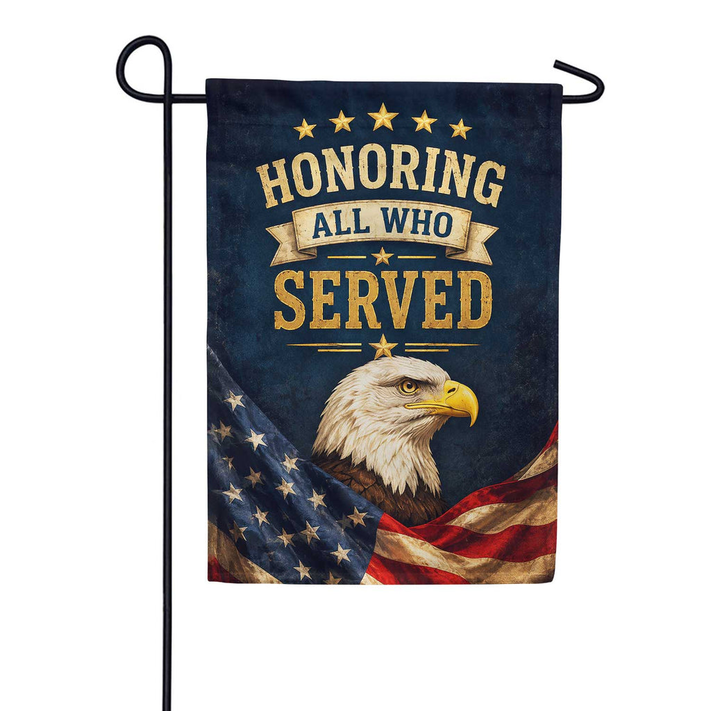 America Forever Honoring All Who Served Patriotic Eagle Garden Flag