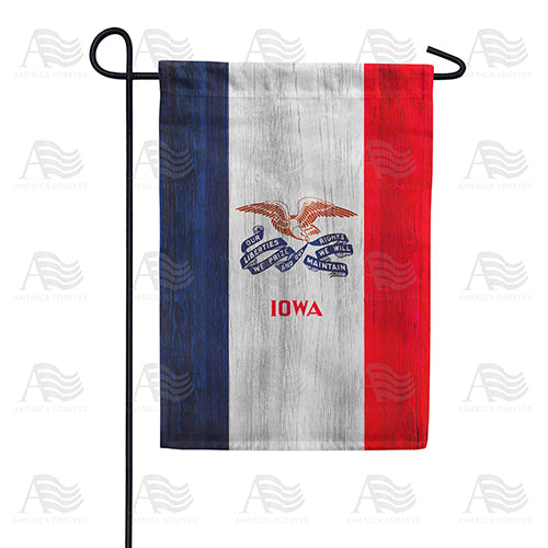 America Forever Iowa State Wood-Style Garden Flag