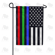 America Forever Thin Green, Red, Blue Line Garden Flag
