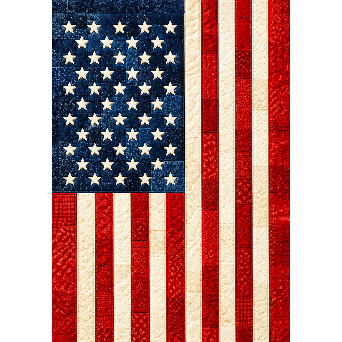 Patriotic American Flag Quilted Patchwork Garden Flag