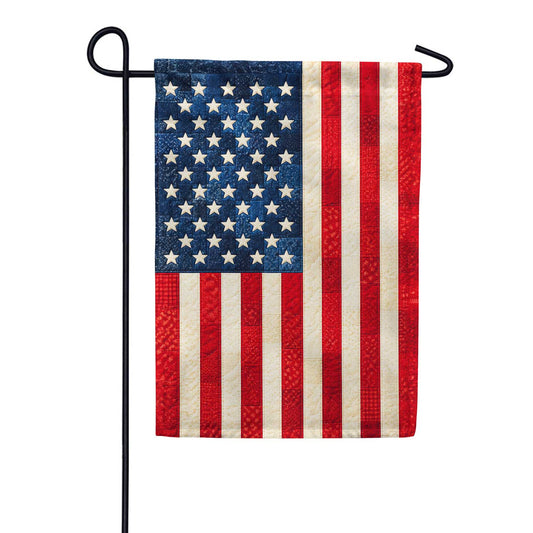 Patriotic American Flag Quilted Patchwork Garden Flag