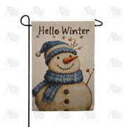 America Forever Hello Winter Snowman Burlap Garden Flag