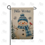 America Forever Hello Winter Scene Burlap Garden Flag