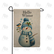 America Forever Hello Winter Chickadee Burlap Garden Flag