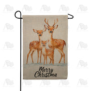 America Forever Merry Christmas Deer Burlap Garden Flag