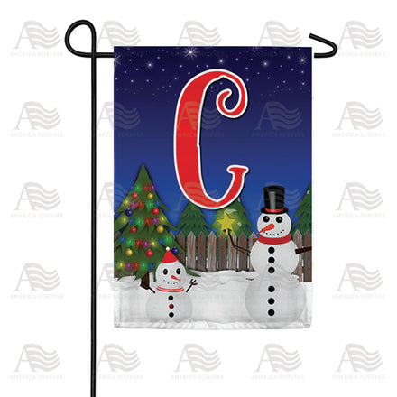 America Forever Snowman Christmas Tree Monogram Garden Flag