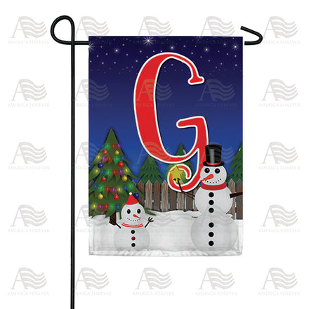 America Forever Snowman Christmas Tree Monogram Garden Flag