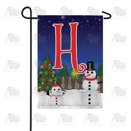 America Forever Snowman Christmas Tree Monogram Garden Flag