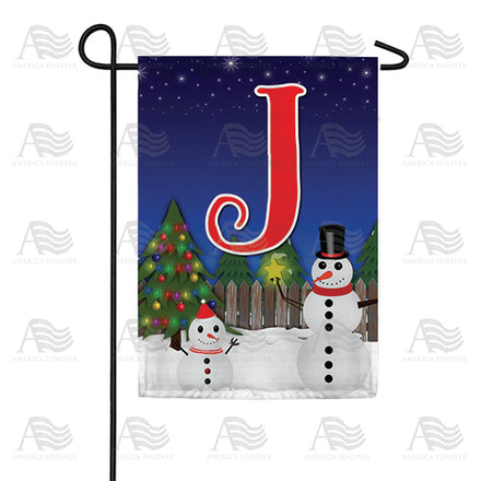 America Forever Snowman Christmas Tree Monogram Garden Flag