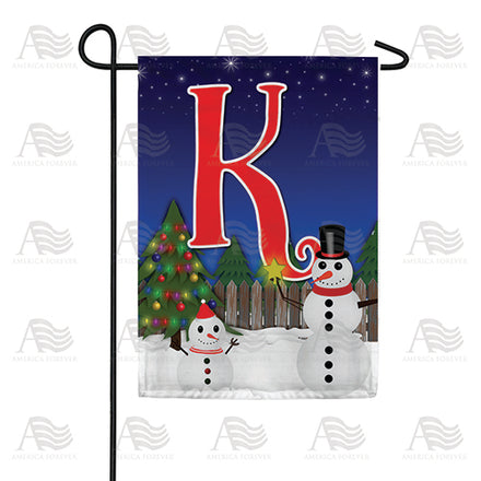 America Forever Snowman Christmas Tree Monogram Garden Flag