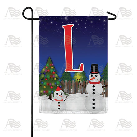 America Forever Snowman Christmas Tree Monogram Garden Flag