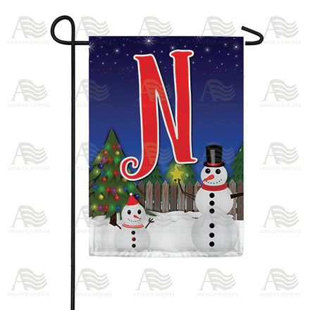 America Forever Snowman Christmas Tree Monogram Garden Flag