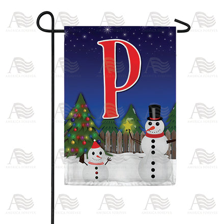 America Forever Snowman Christmas Tree Monogram Garden Flag