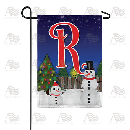 America Forever Snowman Christmas Tree Monogram Garden Flag